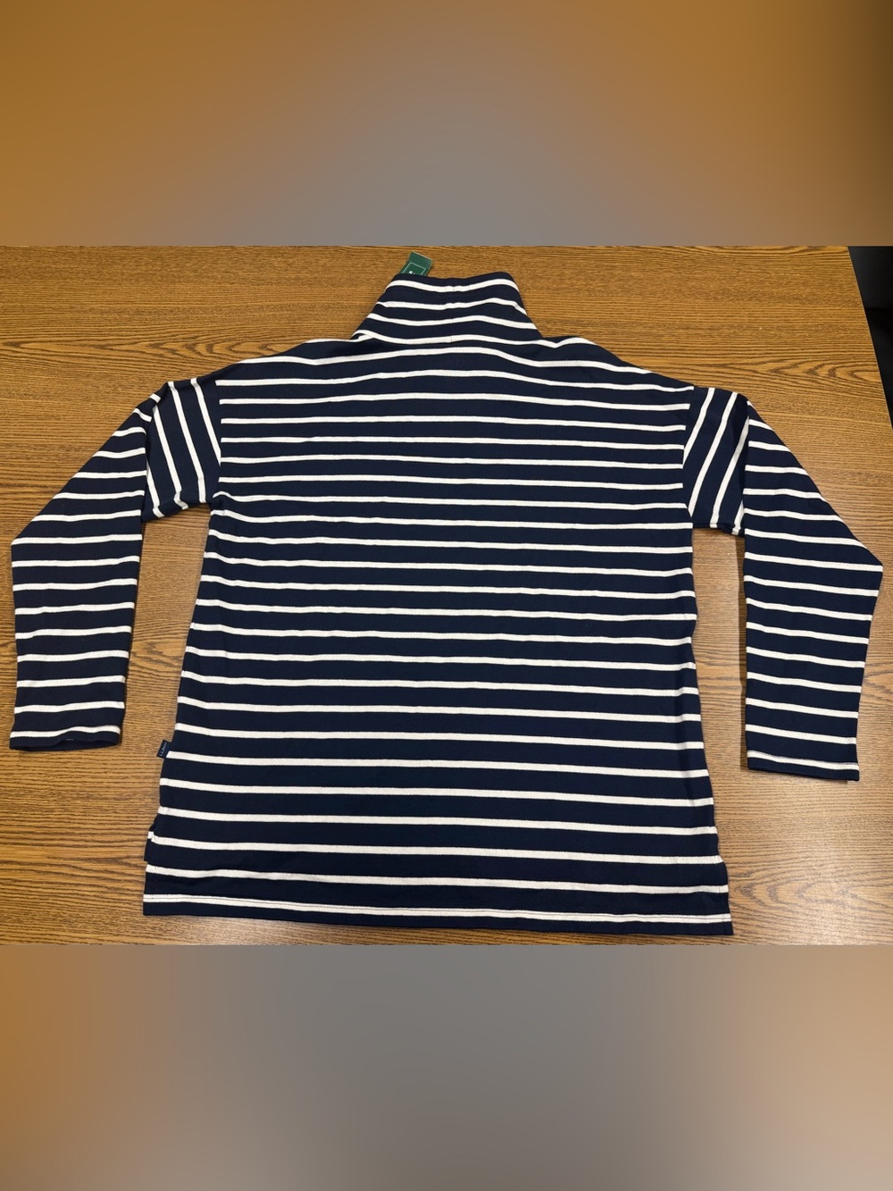 L.L Bean Women’s Navy and White Stripe Mock Neck LS M (NWT) - Picture 2 of 3